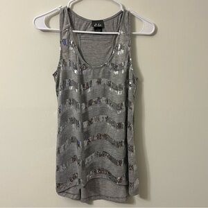 Dots Racerback Silver Sequin Stripe Tunic Top Women’s Size Small